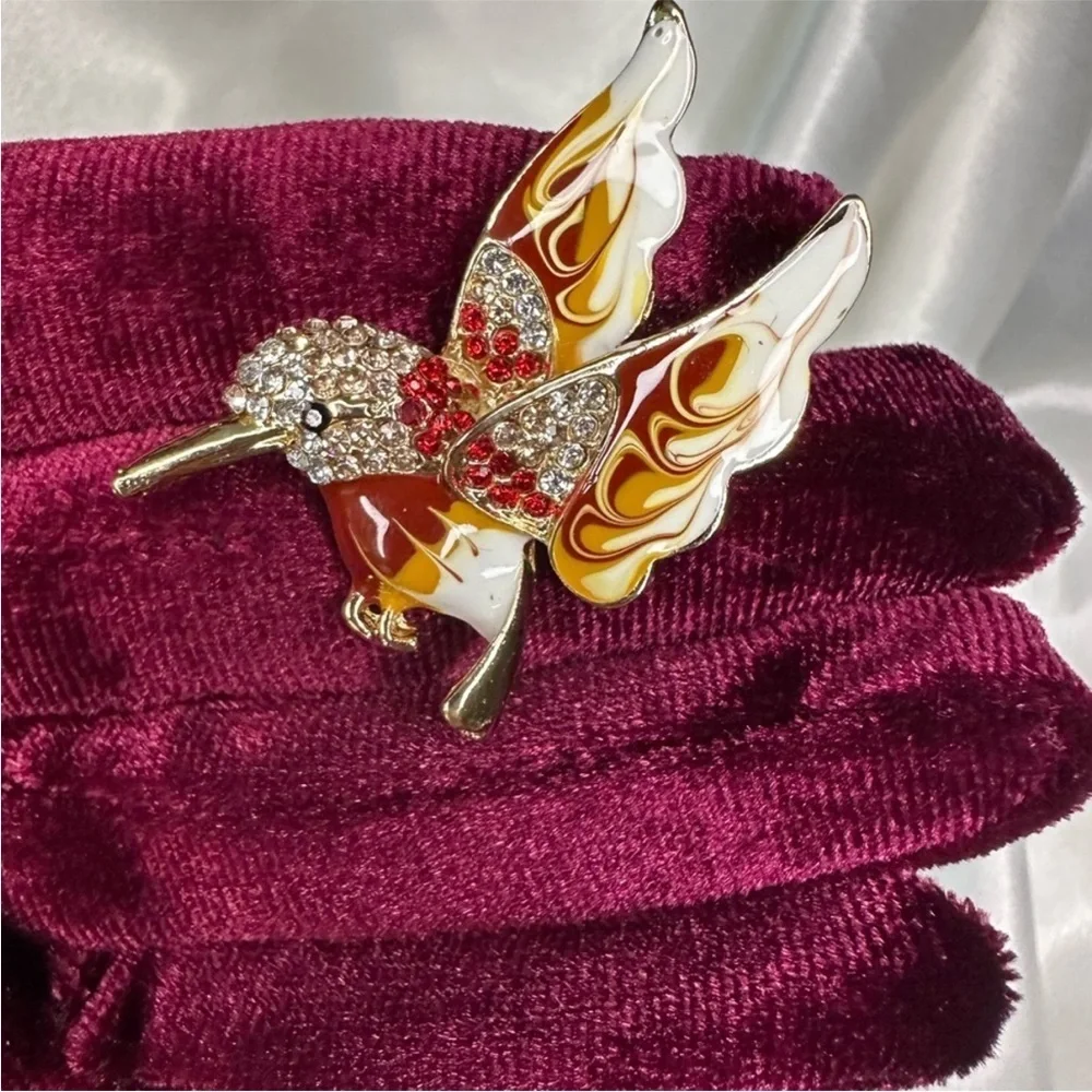 Anthropologie Multicolor Hummingbird Brooch